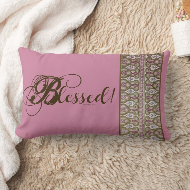 Blessed! Banded Throw Pillow (Berry) (Blanket)