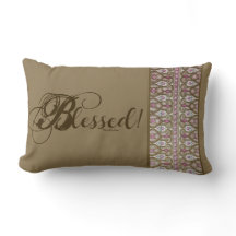 Blessed! Banded Throw Pillow (Chocolate)