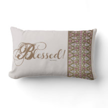 Blessed! Banded Throw Pillow (Pearl Gray)