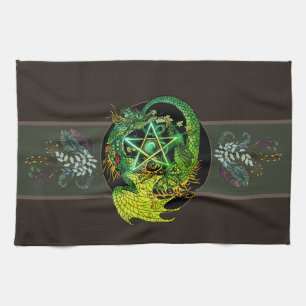 Blessed Be Art Nouveau Pentacle Dragon  Kitchen To Towel