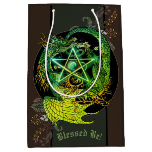 Blessed Be Art Nouveau Pentacle Dragon Medium Gift Bag