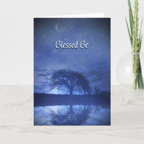 Blessed Be Happy Birthday Oak Tree and Moon Card