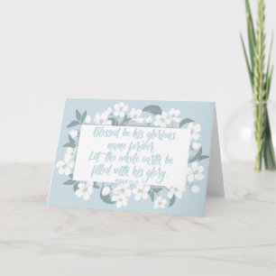 Blessed Be His Name Psalm Christian Verse Pretty Card