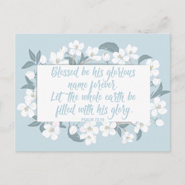 Blessed Be His Name Psalm Christian Verse Pretty Postcard (Front)