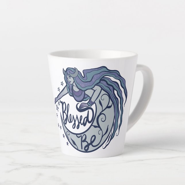 Blessed Be Moon Goddess Latte Mug (Right Angle)