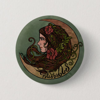 Blessed Be Moon Goddess Pagan Art Button