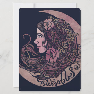 Blessed Be Moon Goddess Pagan Art Holiday Card