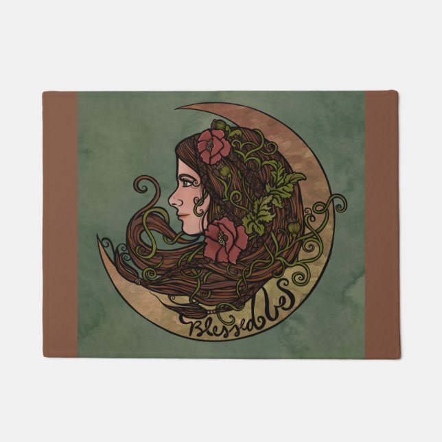 Blessed Be Moon Goddess Pagan  Doormat (Front)