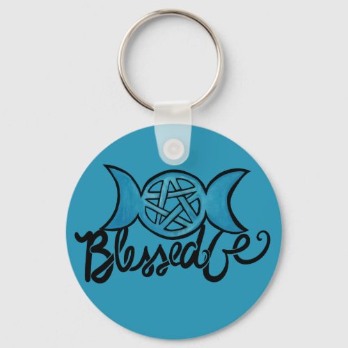 Blessed Be Pagan Triple Moon  Keychain