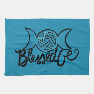 Blessed Be Pagan Triple Moon Pentagram Kitchen Towel