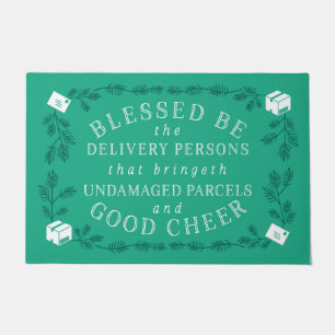Blessed Be the Delivery Persons Funny Holiday Doormat