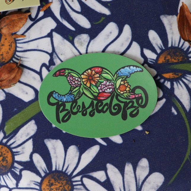 "Blessed Be" Triple Moon Bloom Car Magnet (Creator Uploaded)