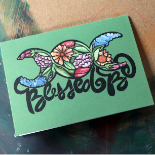 "Blessed Be" Triple Moon Bloom Card