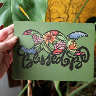 "Blessed Be" Triple Moon Bloom Holiday Card
