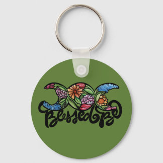 "Blessed Be" Triple Moon Bloom Keychain
