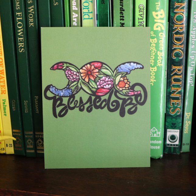 "Blessed Be" Triple Moon Bloom Postcard (Creator Uploaded)