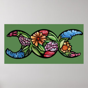 "Blessed Be" Triple Moon Bloom Poster