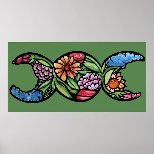 "Blessed Be" Triple Moon Bloom   Poster (Front)