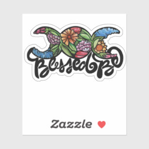 "Blessed Be" Triple Moon Bloom Sticker