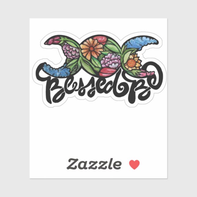 "Blessed Be" Triple Moon Bloom Sticker (Sheet)