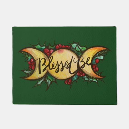 Blessed Be Triple Moon Goddess Holly Yule          Doormat