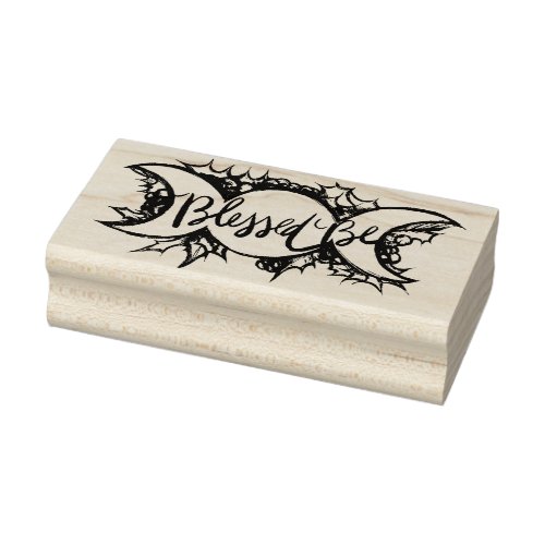 Blessed Be Triple Moon Goddess Holly Yule          Rubber Stamp