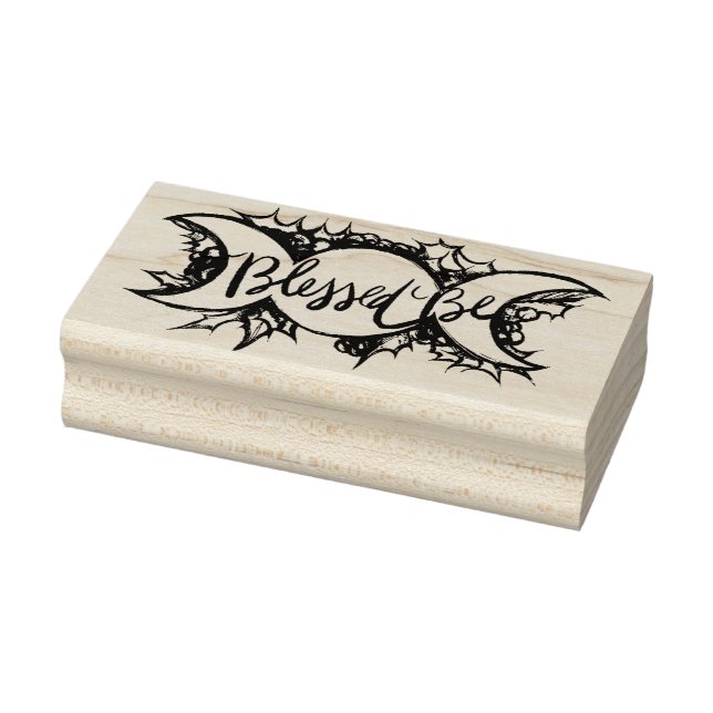 Blessed Be Triple Moon Goddess Holly Yule          Rubber Stamp (Stamp)