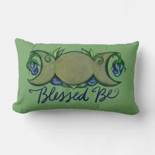 Blessed Be triple moon goddess Lumbar Pillow