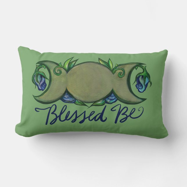 Blessed Be triple moon goddess                     Lumbar Pillow (Front)