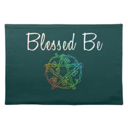 Blessed be with pretty heart pentacle placemat
