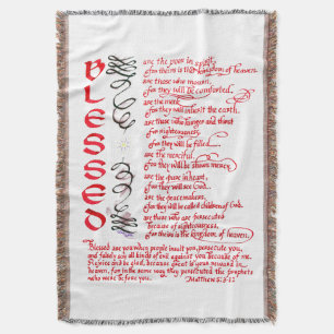 Blessed Beatitudes Bible Verse Christian Throw Blanket