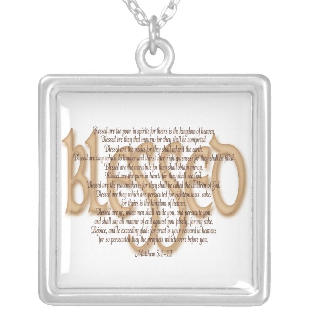 Blessed - Beatitudes Silver Plated Necklace (Front)