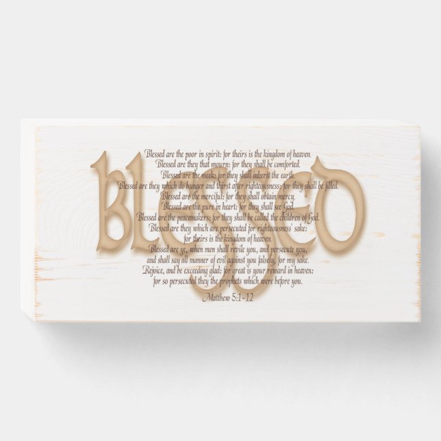 Blessed - Beatitudes Wooden Box Sign (Front Horizontal)