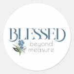Blessed Beyond Measure Blue Abstract Floral  Classic Round Sticker