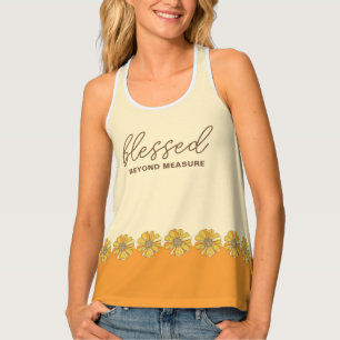 Blessed Beyond Measure Orange Retro Floral Tank Top