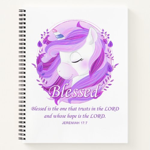 Blessed Bible Verse Womens Christian Unicorn Notebook