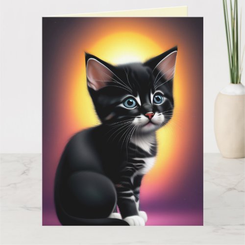 BLESSED BIRTHDAY CUTE CAT KITTEN ART Greeting Card