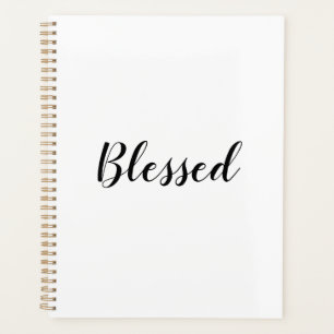 Blessed black white custom script text cute planner