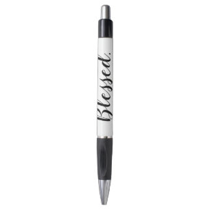Blessed Black White Modern Script Inspirational Pen