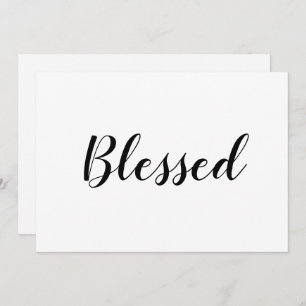 Blessed black white script cute thanksgiving card