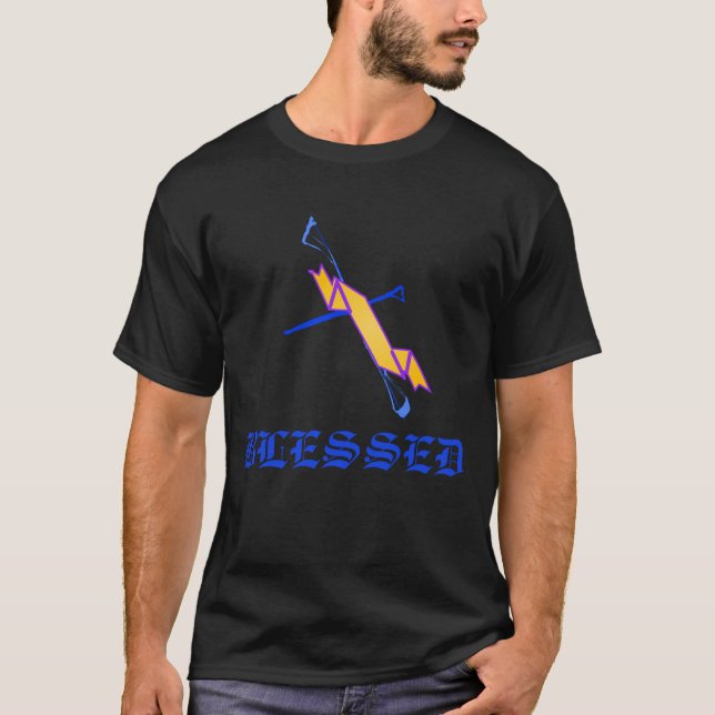 Blessed Blue Cross and Gold Sash T-Shirt (Front)