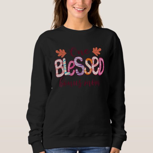 Blessed Bonus Mom Leopard Messy Bun Sunglasses Mot Sweatshirt