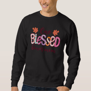Blessed Bonus Mom Leopard Messy Bun Sunglasses Mot Sweatshirt