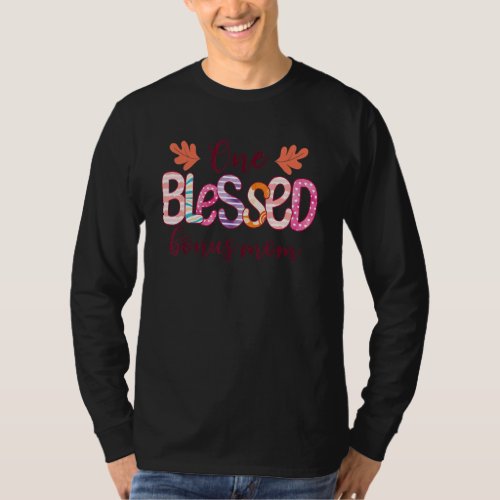 Blessed Bonus Mom Leopard Messy Bun Sunglasses Mot T_Shirt