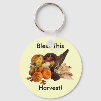 Blessed Bountiful Harvest Colorful Cornucopia Keychain