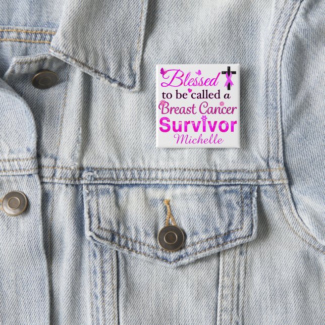 Blessed Breast Cancer Survivor Button (In Situ)