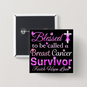 Blessed Breast Cancer Survivor Button