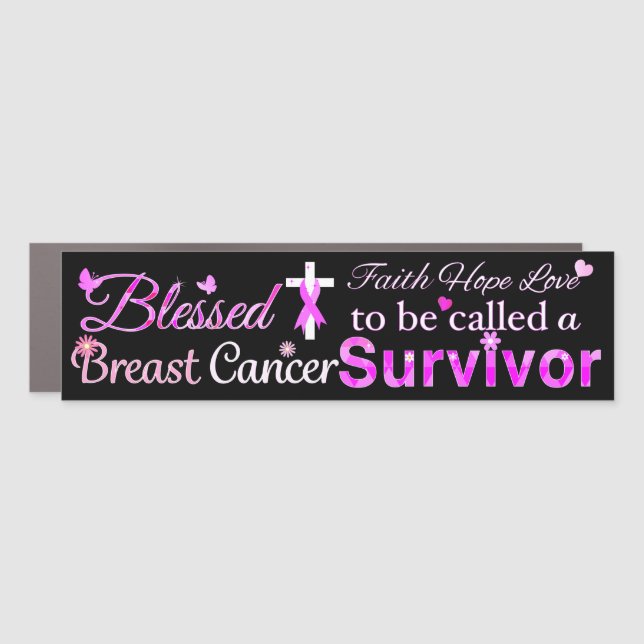 Blessed Breast Cancer Survivor Car Magnet (Front)