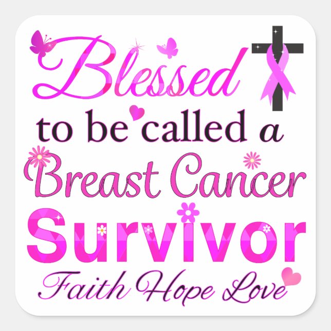 Blessed Breast Cancer Survivor Square Sticker (Front)
