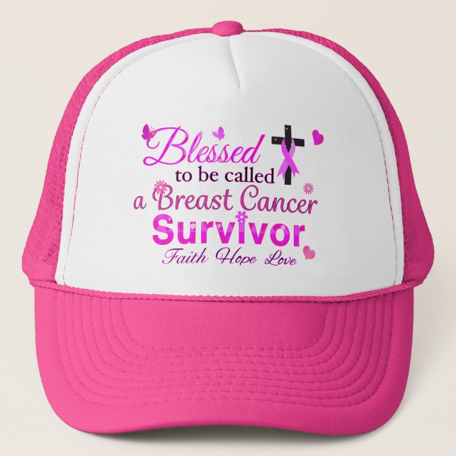 Blessed Breast Cancer Survivor Trucker Hat (Front)
